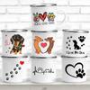 Peace Love Dogs Print Kreative Emaille-Kaffeetassen mit Cartoon-Dackeln, Hundepfote, Party, Bier, Saft, Milch, Tassen, Freund, Geburtstagsgeschenke