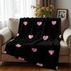 Grid Pink Heart Anime Cartoon Flannel Blanket Soft Warm Throw for Bedroom Sofa Car Kids Holiday Gift