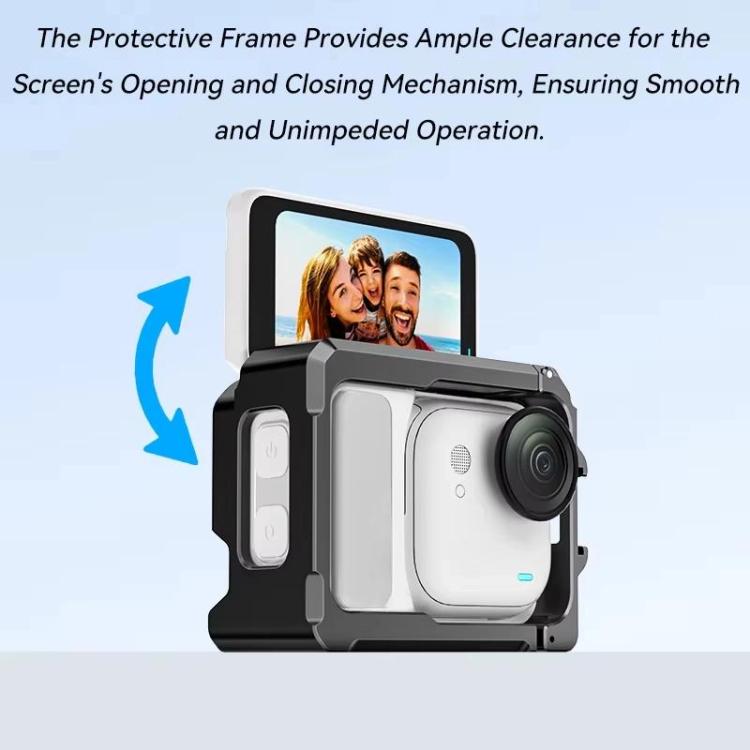 For Insta360 GO Ultra Aluminum Alloy Cage with Dual Cold Shoe Mount Shockproof Protective Frame