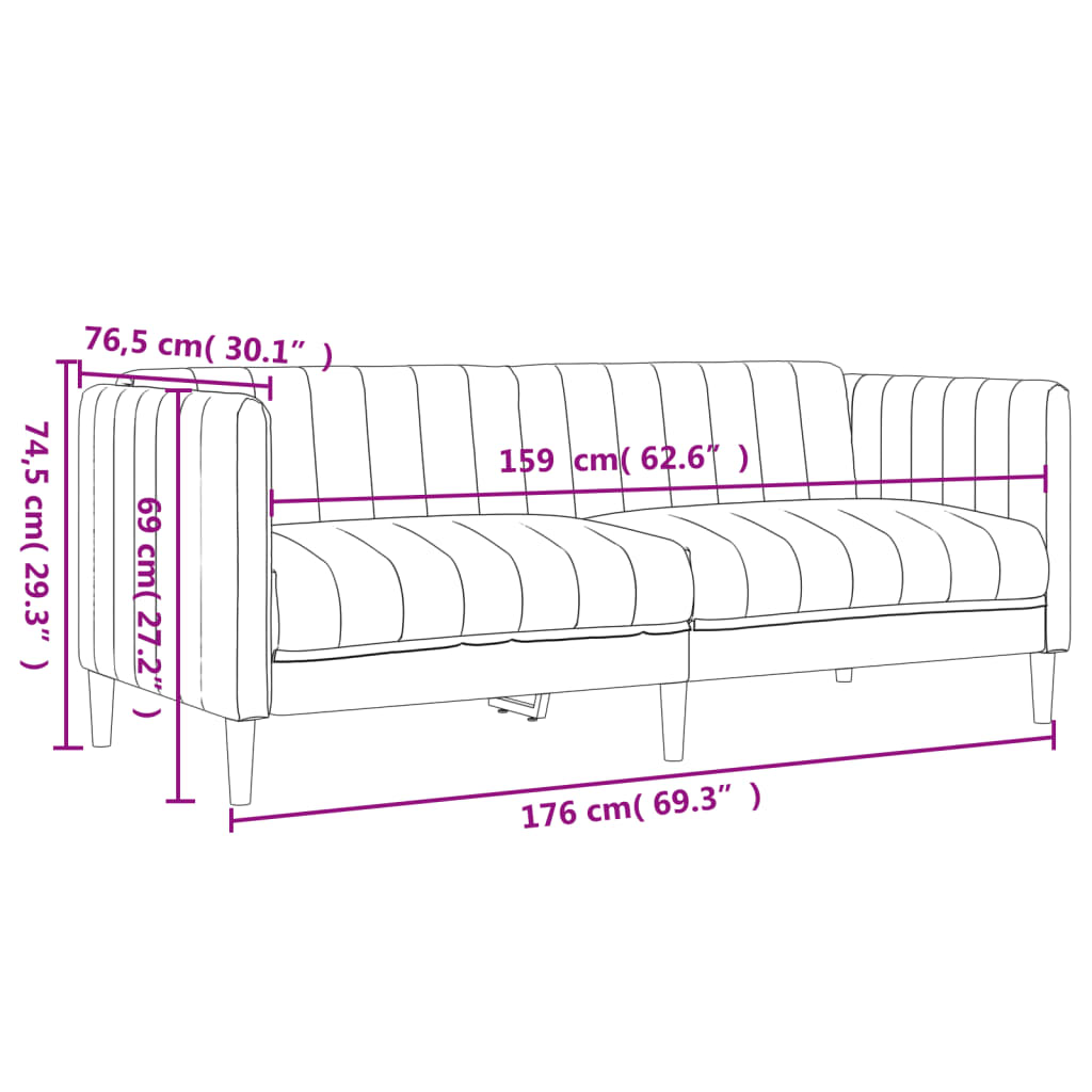 2 Piece Sofa Set Light Grey Fabric