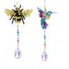 1 SET Neues Diamant-Malerei-Anhänger-Set Libelle Wolf Sonne Schmetterling Vögel Bienen Kunst Windspiel Hängender Anhänger Hausgarten-Dekoration 5 Stile