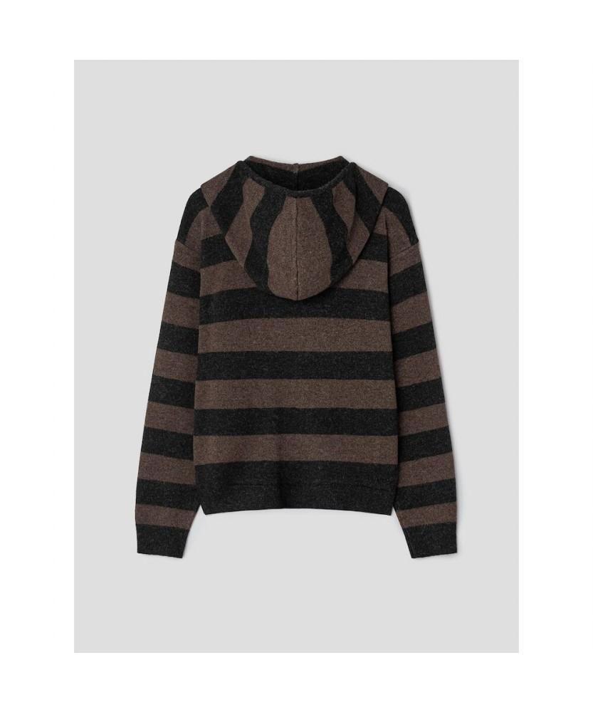 8seconds Striped Hooded Cardigan Brown