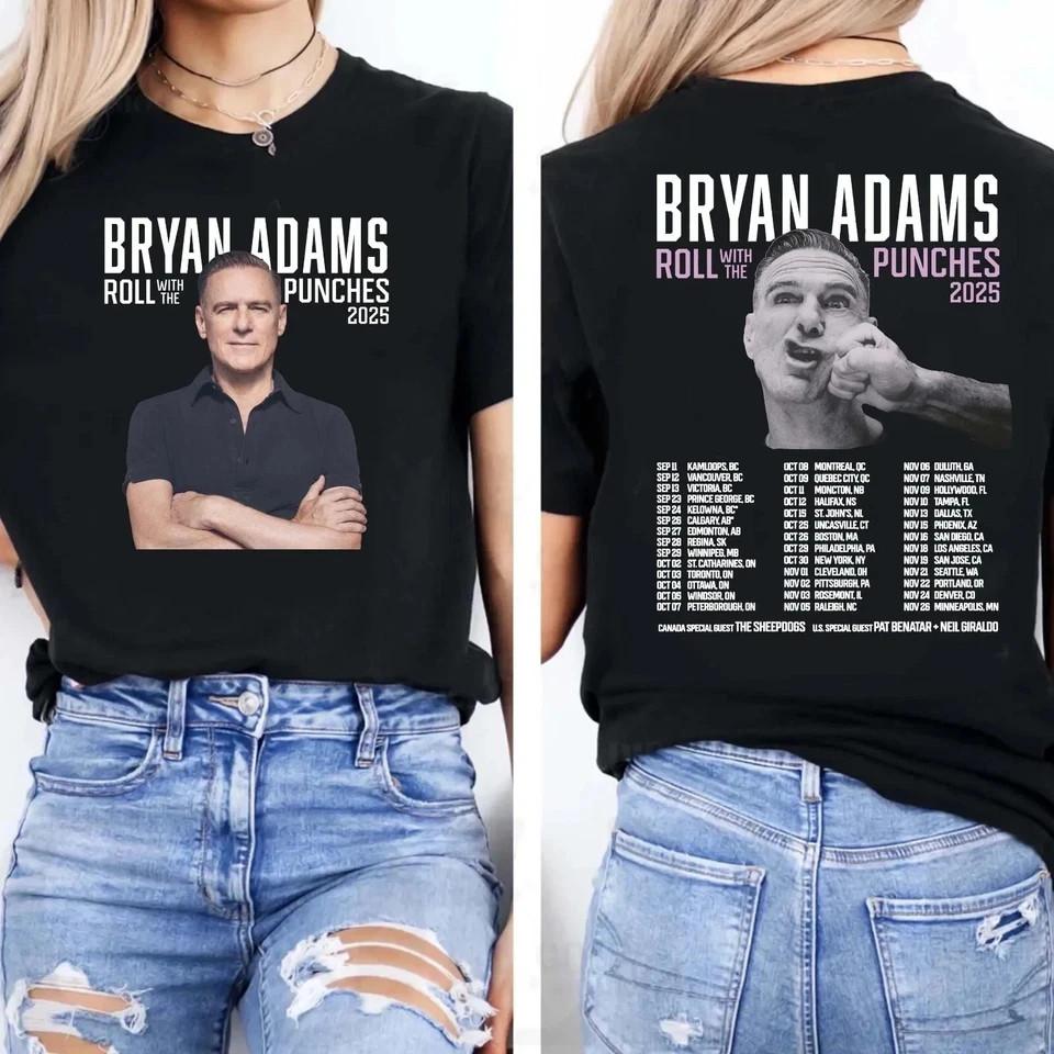 Bryan Adams Roll With the Punches Tour 2026 Beidseitiges Unisex-T-Shirt Alle Größen