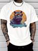 Cool Sunglasses Hippo Sunset Lake Scenery Graphic Unisexs Cotton Crew Neck Tee Short Sleeve Loose Casual Daily Street Male Wear Top