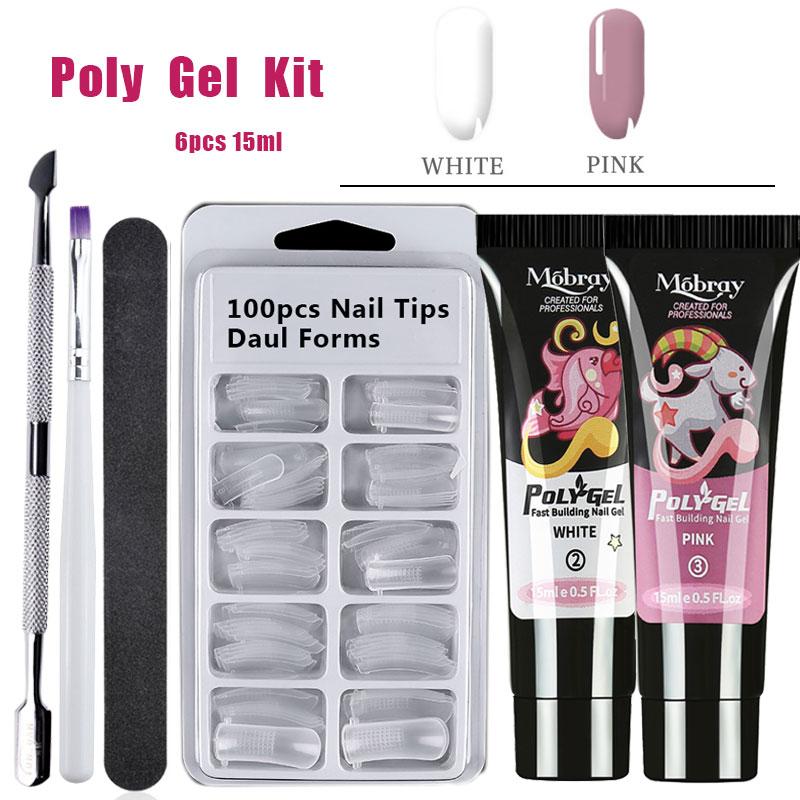 15g Acrylic Poly Nail Gel Kit Soak Off UV LED UV Nails Real Quality Fast Dry Clear Color Building Nail Gel Long Lasting Crystal