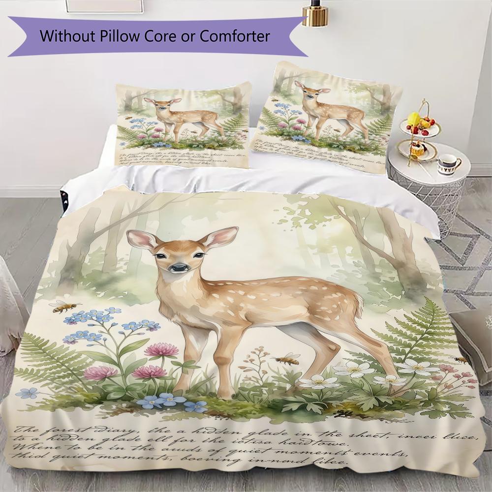 Retro Animals Pattern Bedding uilt Set uilt Cover Pillowcase Home Decoration Birthday Gift (1 * duvet cover + 2 * pillowcase without core)