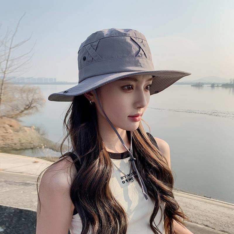 9230 Summer Big Brim Sun Hat Spring and Autumn Outdoor Mountaineering Fishing Hat Female Sunshade Breathable Bucket Hat