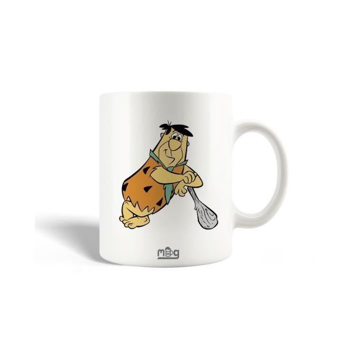 Mug en Céramique - Fred Pierrafeu - 30cl - Blanc - Compatible Lave-Vaisselle - Rond