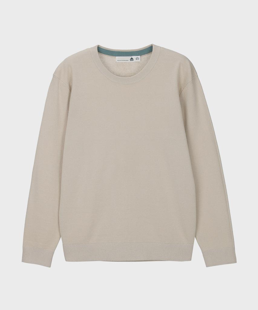 BASIC HOUSE Uni Supima Semi-Overfit Round Neck Knit Cream Lwkt2101