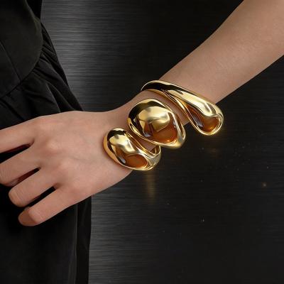 Exaggerated Personality Design Sense Metal Opening Multi-layer Wide Bracelet Women's Premium Sense Winding Bracelet Small Hand Arm Ring