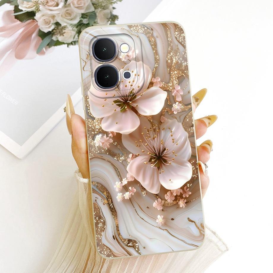 For Vivo Y31D 4G V2543 Vivo Y51 Pro 5G IQOO Z11X Y500i Phone Case Floral Moon Nigth Bow Pattern Funda Soft Matte Silicone Cover