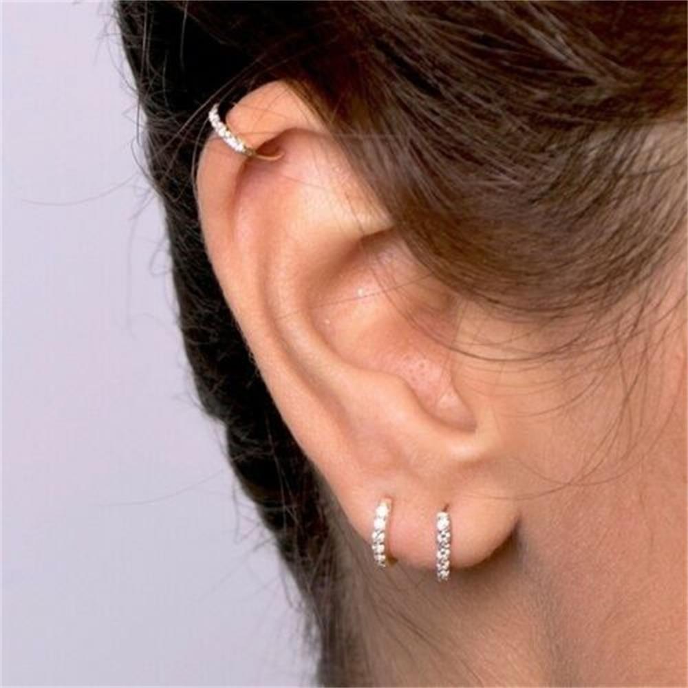 Tragus Huggie Hoop Earring Zircon Ear Stud Cubic Zirconia CZ Ear Piercing Colorful CZ Earrings