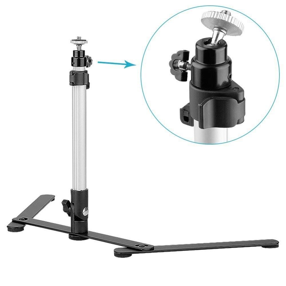 Telescopic Phone Stand with Strong Clamp for Live Broadcasts and Overhead Food Photography, Includes Fill Light
