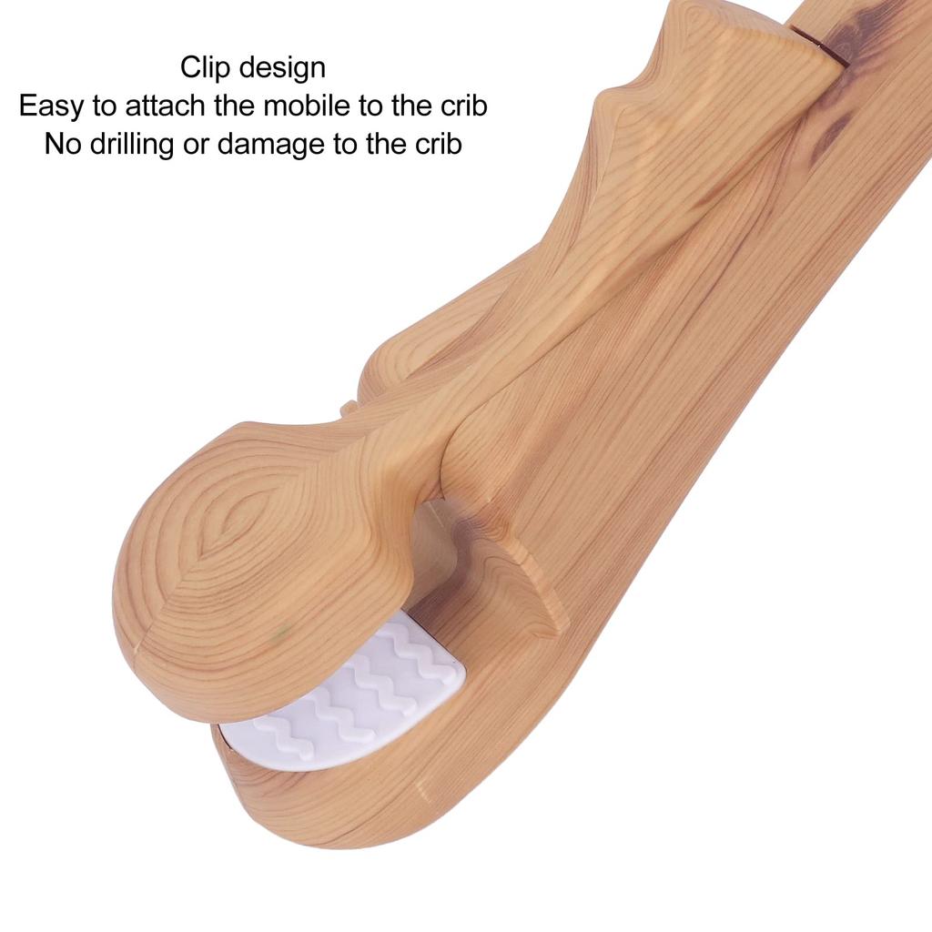 Foldable Crib Mobile Arm with Clip, Wood Grain Finish, Stable, for Baby Crib Mobiles and Nurseries