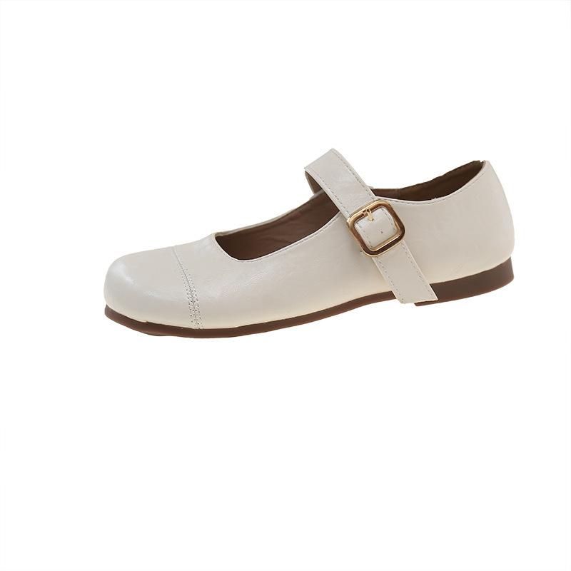 Nowe wygodne buty damskie na płaskiej podeszwie z okrągłym noskiem i płytkim wycięciem, wiosna 2025, casualowe, w stylu koreańskim, retro buty Mary Jane