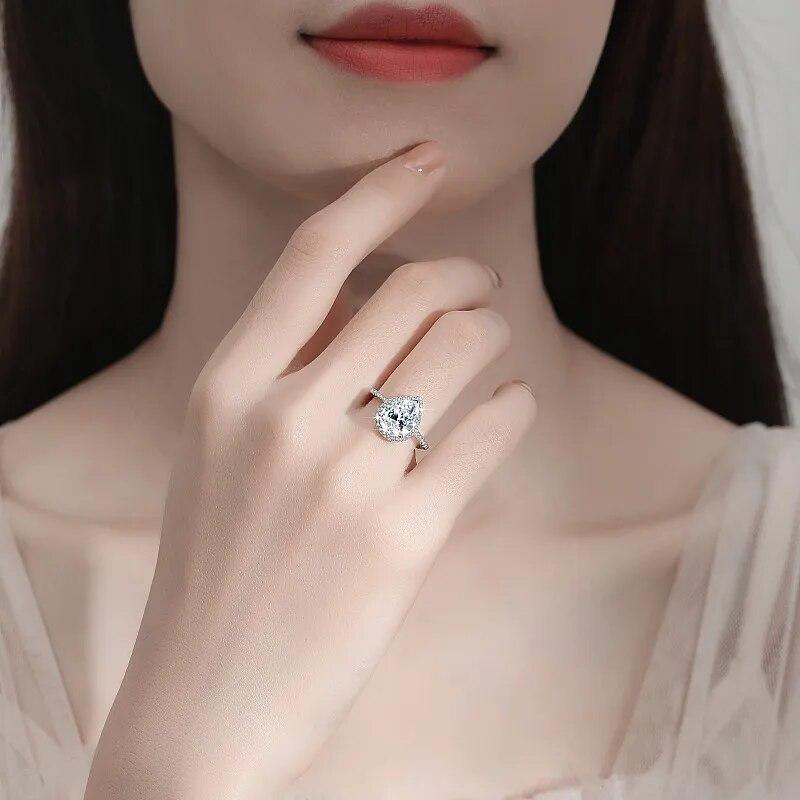 3CT 8*10mm Pear Cut Genuine Moissanite Ring for Women Sparkling Luxury Quality Jewelry S925 Sterling Silver Wedding Band