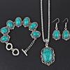 4Pcs/Set Vintage Boho Turquoise Jewelry Set Zinc Zinc Alloy Women's Jewelry Set Ladies