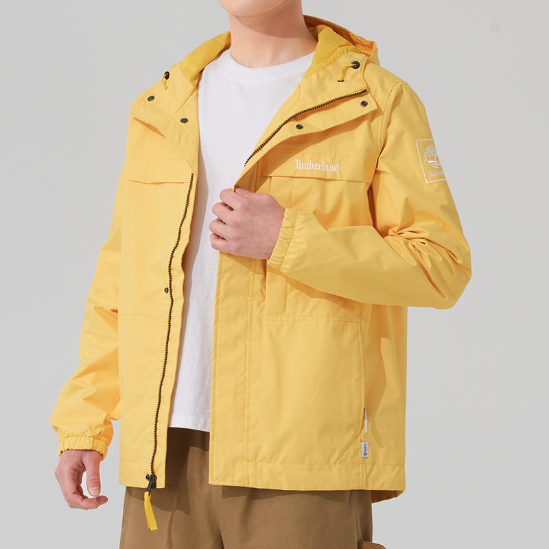 Timberland Giacca Impermeabile con Cappuccio e Zip Monocolore da Uomo Mimosa-Giallo A695W-EG4