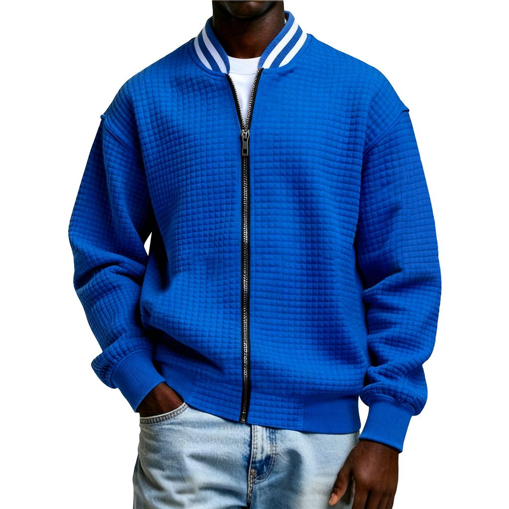 Veste d'hiver pour homme couleur unie à fermeture éclair Cardigan décontracté tendance pour homme