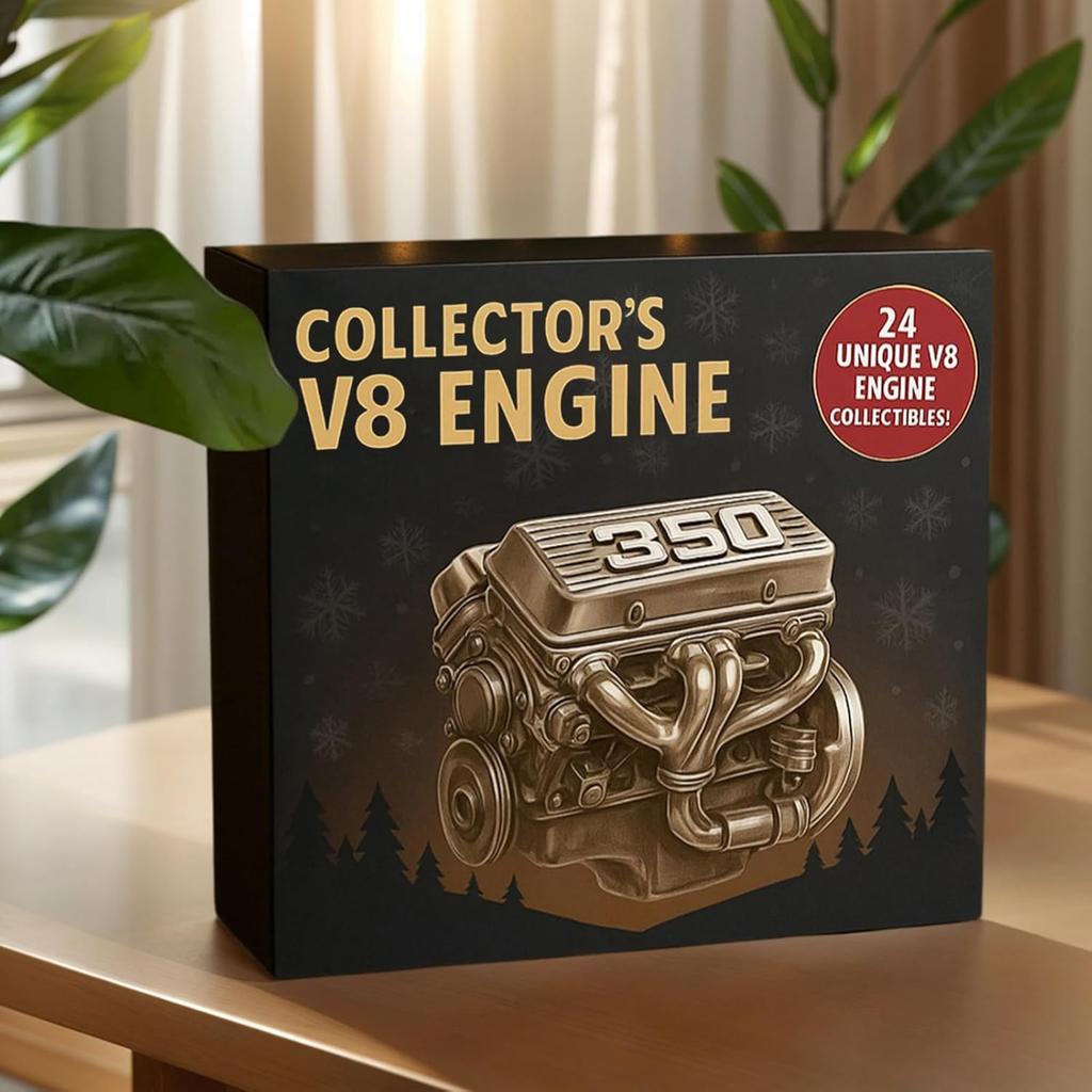 Engine Advent Christmas Calendar, 2025 Holiday Tree Countdown Calendar, 24pcs Different Engine Ornaments, Christmas Surprise Gift for Cars Lovers