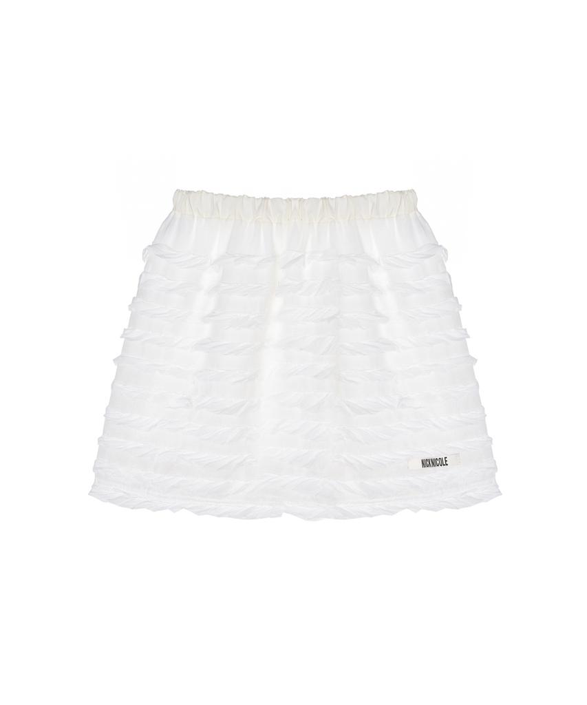 Nigaennikol Fringe Lace Mini Skirt_Ivory