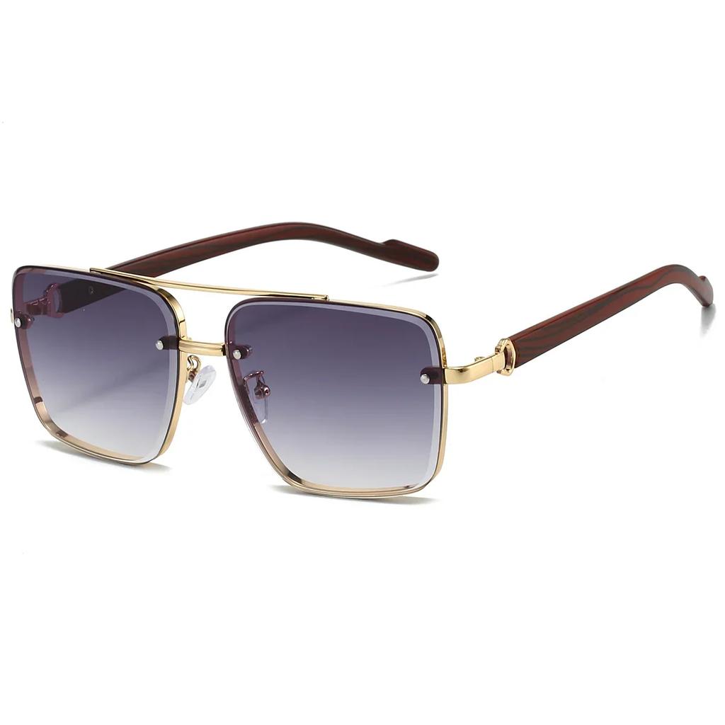 Stylish Vintage Square Metal Shades Womens Designer Driving Sunglasses Latest Double Bridge Pilot Sun Eyeglasses Gafas De Sol Hombre