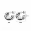 Vintage Metal CCB C Shape Chunky Hoop Earrings For Women Fashion Gold Color Circle Round Glossy Huggie Earrings Jewelry