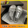 Fairy Wind Bow Slippers Female 2025 New Summer Wear Rhinestone High-end French Small Sandals One-word