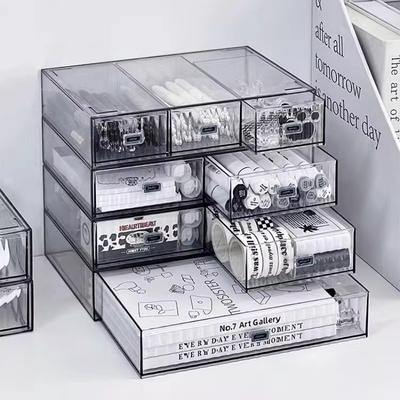 Desktop Storage Box Organizer Drawer-type Transparent Dormitory Study Table Stationery Storage Box Acrylic Desk Pen Book Rack