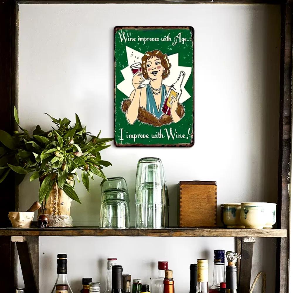 Retro Wine Metal Sign Plaque Vintage Whiskey Painting Perfect for Bar Restaurant Club Man Cave Wall Decor