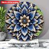 2D plochá 20*20cm 1ks Retro modrá kvetinová mandala Okrúhla nástenná umelecká tabuľa, Nostalgický&Nový štýl detailná symetria Kvetinový vzor Environmentálne ozdoby