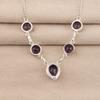 Natürlicher Amethyst Edelstein 925 Sterlingsilber Handgefertigt Damen Schmuck Designer Halskette 16-18" Für Geschenk RN-3-6