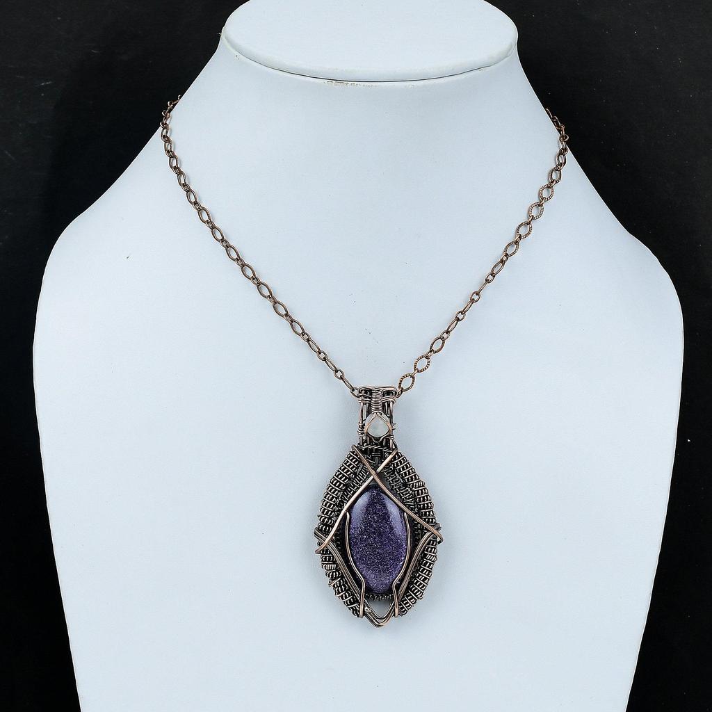 Purpurite Pendant Copper Wire Wrapped Pendant Rainbow Moonstone Wire Wrap Jewelry Unique Copper Wire Pendant Gemstone Handmade Pendant Gift