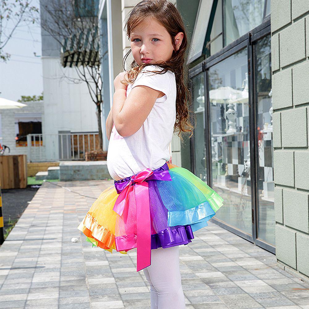 Fashion Party Baby Girl Rainbow Tutu Skirt Tulle Dance Dress Toddler Princess
