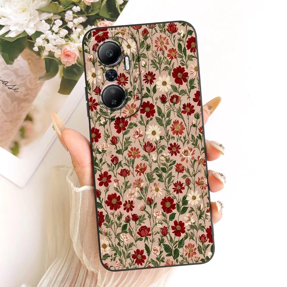 For Infinix Hot 20 Play Case X6825 Popular Flower Cover Soft Liquid Silicone Phone Shell For Infinix Hot 20s 20i Hot20 4G Covers