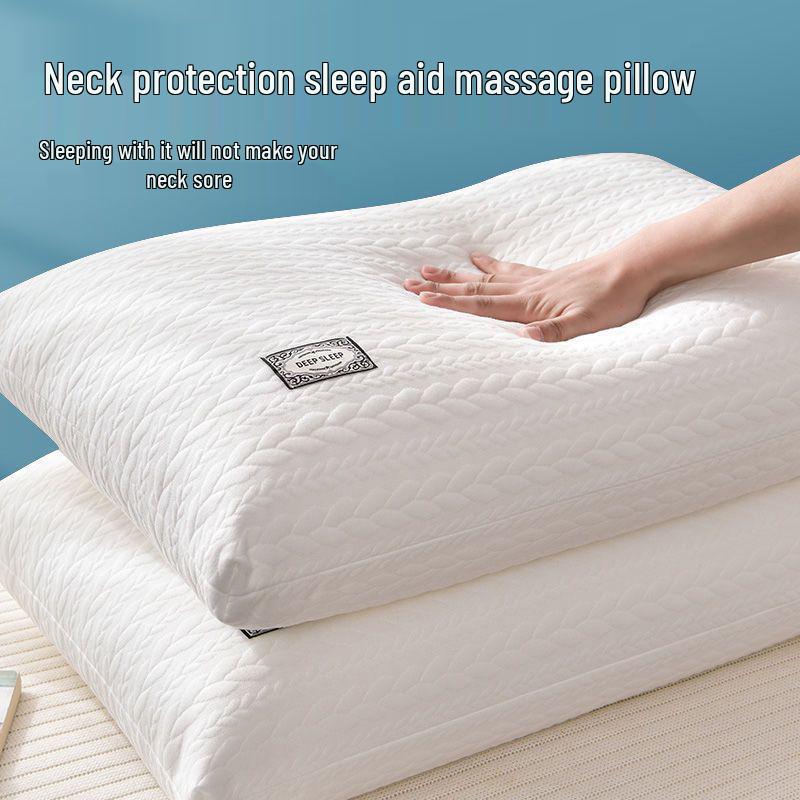 Star Hotel High-Profile Knitted Cotton Neck Support Pillow - Washable for Home or Dorm Use