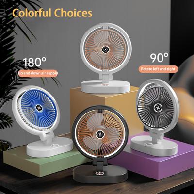 3-Speed Electric LED Light Desktop Fan with Rechargeable Brushless Motor Ultra-quiet Personal Cooling Fan for Home