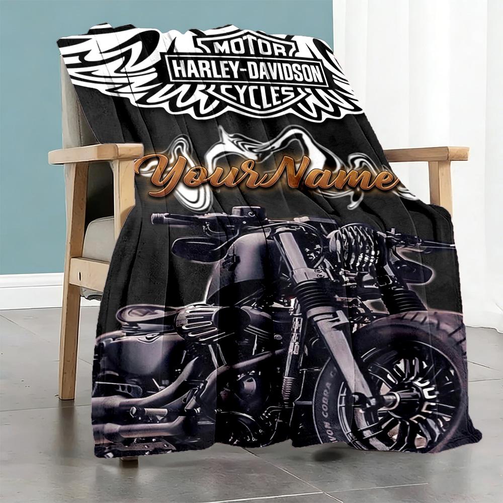 Harley-Davidson Motorcyklar Anpassa Ditt Namn Filt Lättviktig Anpassningsbar Filt Hållbar Komfort Pläd För Vardagsrum Strandpaddling Picknick Vila