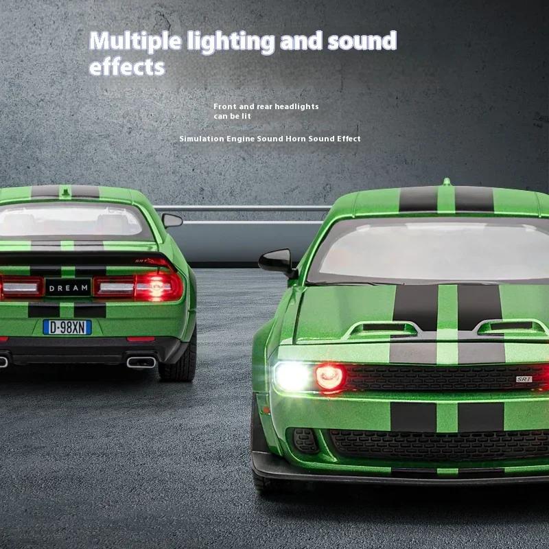 New 1:22 Dodge Challenger Redeye Hellcat Super Muscle Sports Car Alloy Metal Diecast Car Model Sound & Light Collection Hobbies Gift