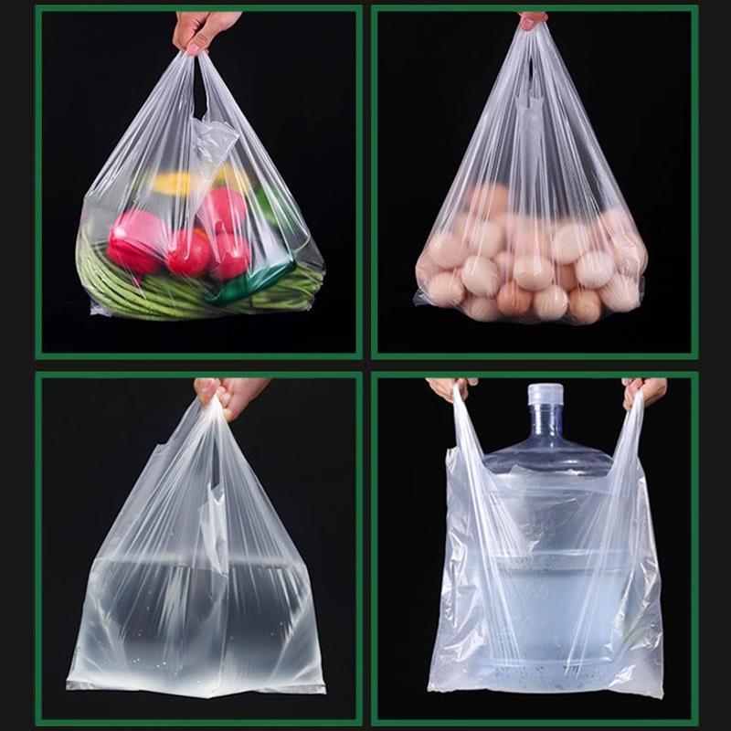 Transparent White Plastic Vest Bag for Food & Fruit Packaging - Disposable & Convenient for Takeaway & Supermarket Use