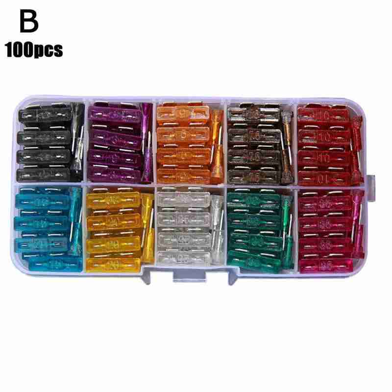 50/100Pcs Car Fuses Kit Assorted Auto Truck Standard Blade Fuse Assortment 2A 3A 5A 7.5A 10A 15A 20A 25A 30A 35A Auto Car Fuse Fuse Holders1
