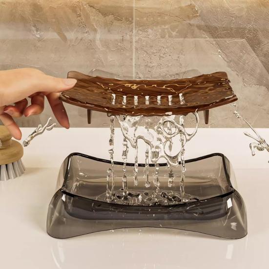Soap Box with Water Tray, Modern Style Draining Soap Dish, Portable Washable Soap Holder, Easy To Clean Soap Storage for Bathroom Kitchen