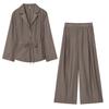 Striped Padded Shoulder Suit Jacket & Pleated Trousers Set
