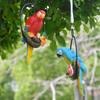 Resin Parrot Statue Iron Ring Perching Bird Statues Artificial Garden Decor Lawn Ornament For Home Office Room Ornaments