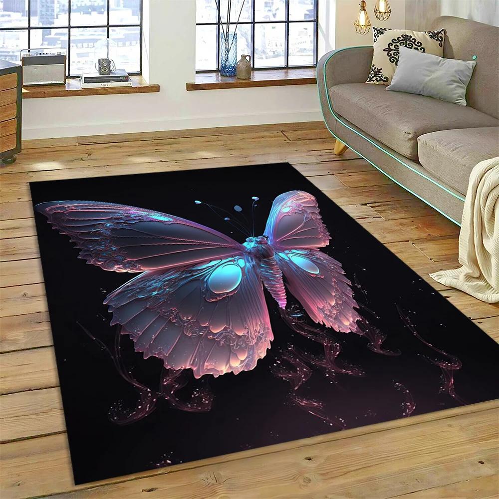 HD Fantasy Vlinder Bloem Cartoon Tapijt Kleed voor Huis Woonkamer Slaapkamer Bank Deurmat Decor, Kindergebied Kleed Antislip Vloermat