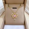 Titanium Steel, Empty Butterfly Tassel Light Luxury Temperament Gorgeous Full Diamond Necklace Women'S Versatile Collarbone Chain Titanium Steel Chain