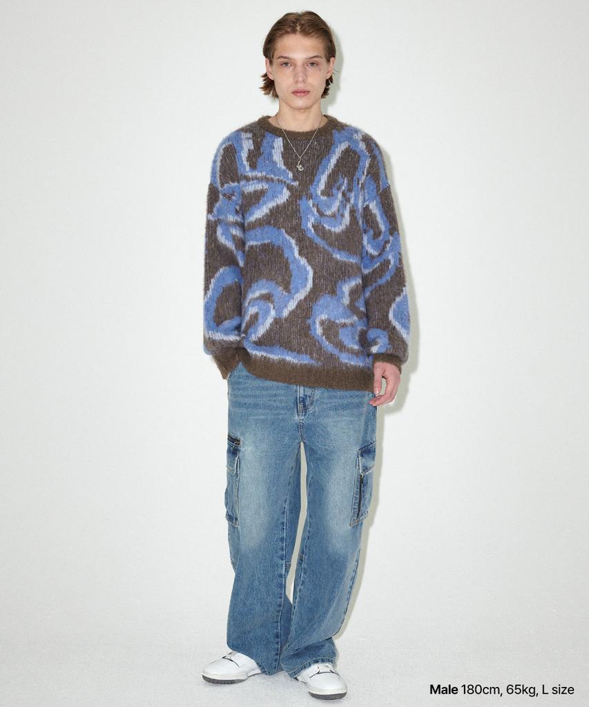 MAHAGRID Destroyed Eclipse Hairy Knit Sweater Brown(Mg2Efmk601A)
