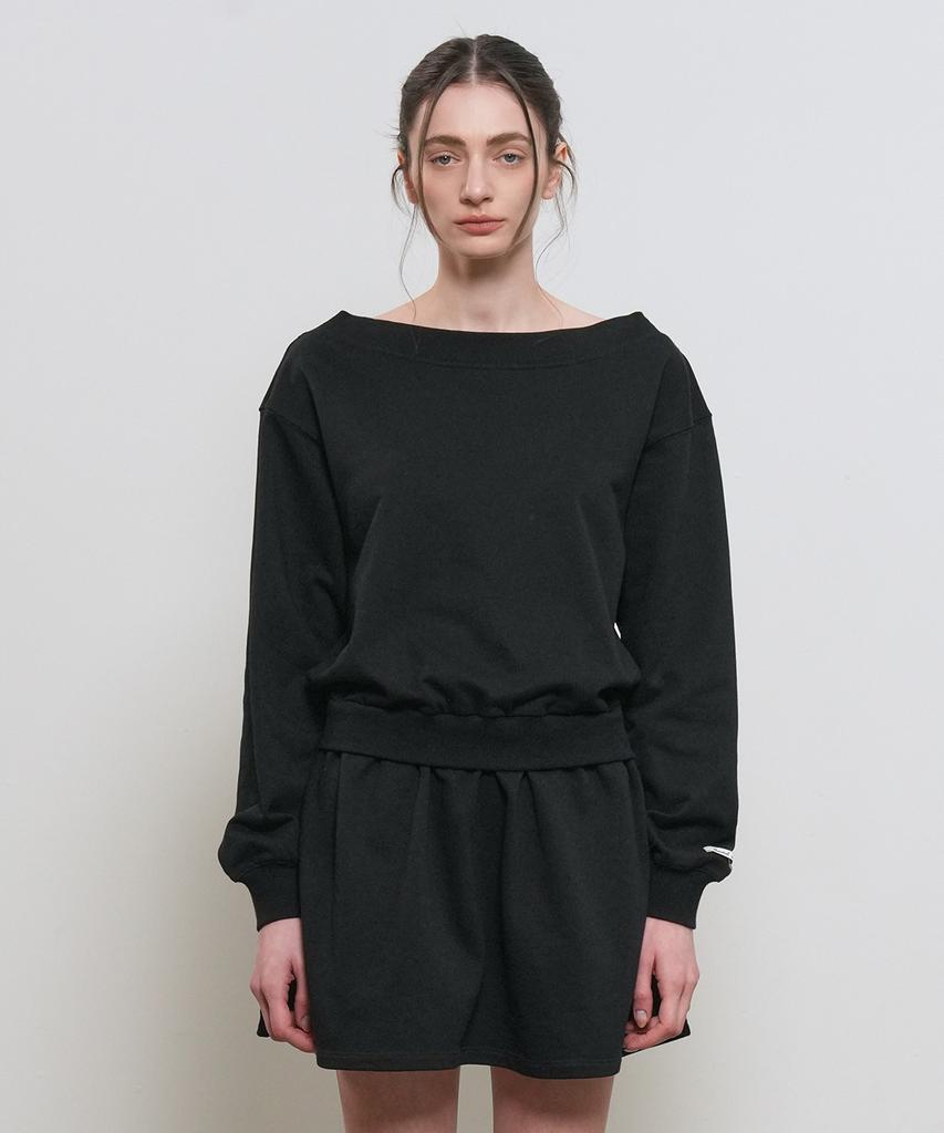 General Idea Boat Neck Sweatshirt Dress [Black] / Gf2Lop509