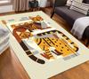 Samurai Cat Carpet Mat Rug Ukiyo-e Art Tattoo Modern Minimalist Design Home Decoration Living Room Bedroom Non-slip Floor Mat