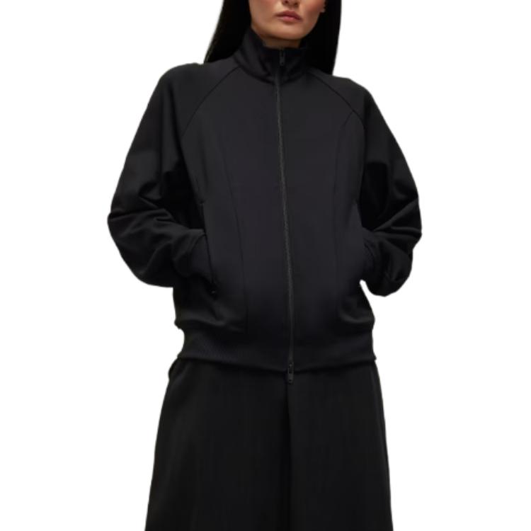 Adidas W Track Jacket Solid Color Stand Collar Zipper Long Sleeve Women Jackets Black JD9793